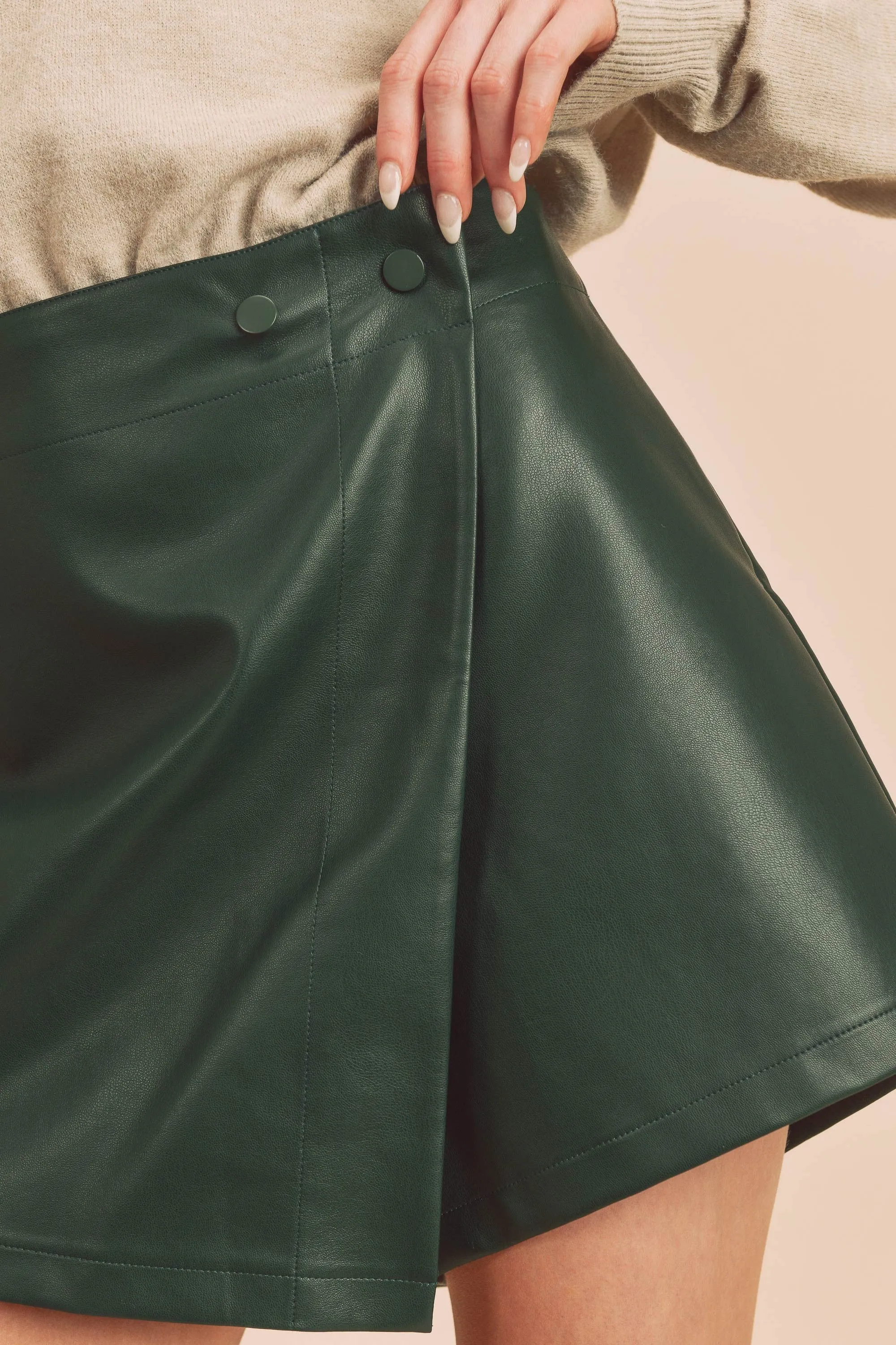 Front Wrap Pleather Skort