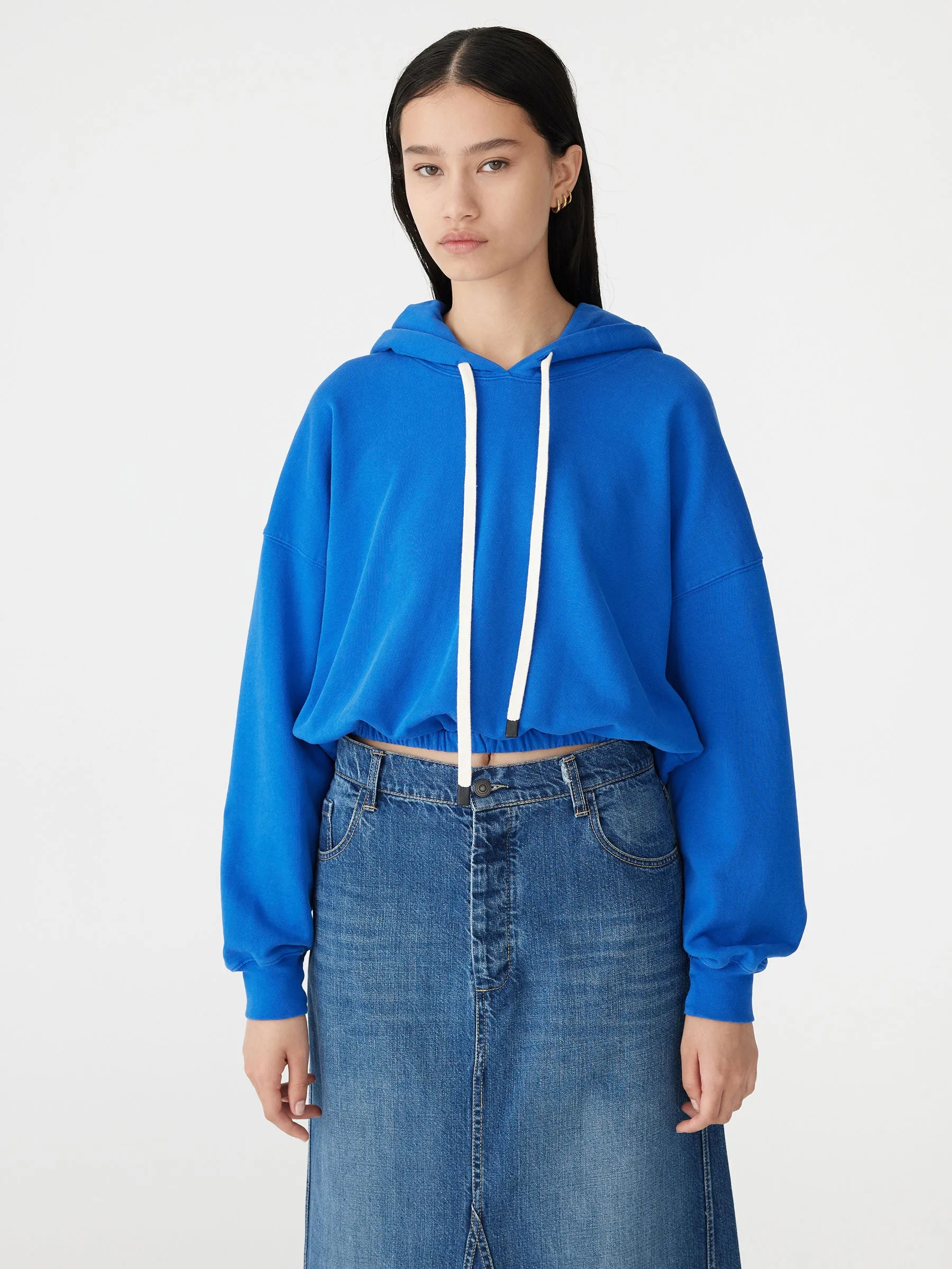 gathered hooded sweat
