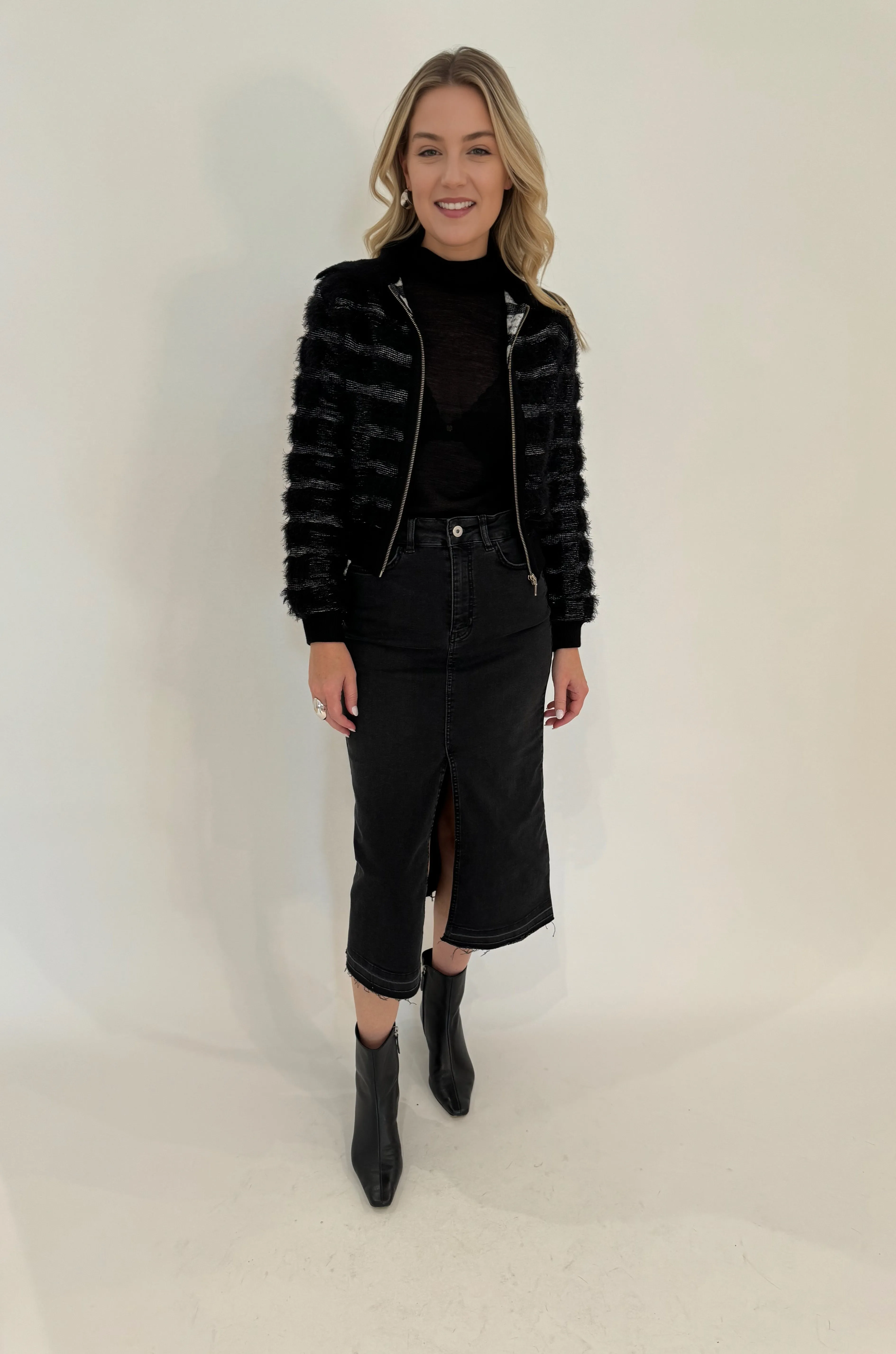 Geneva Jean Skirt With Front Slit