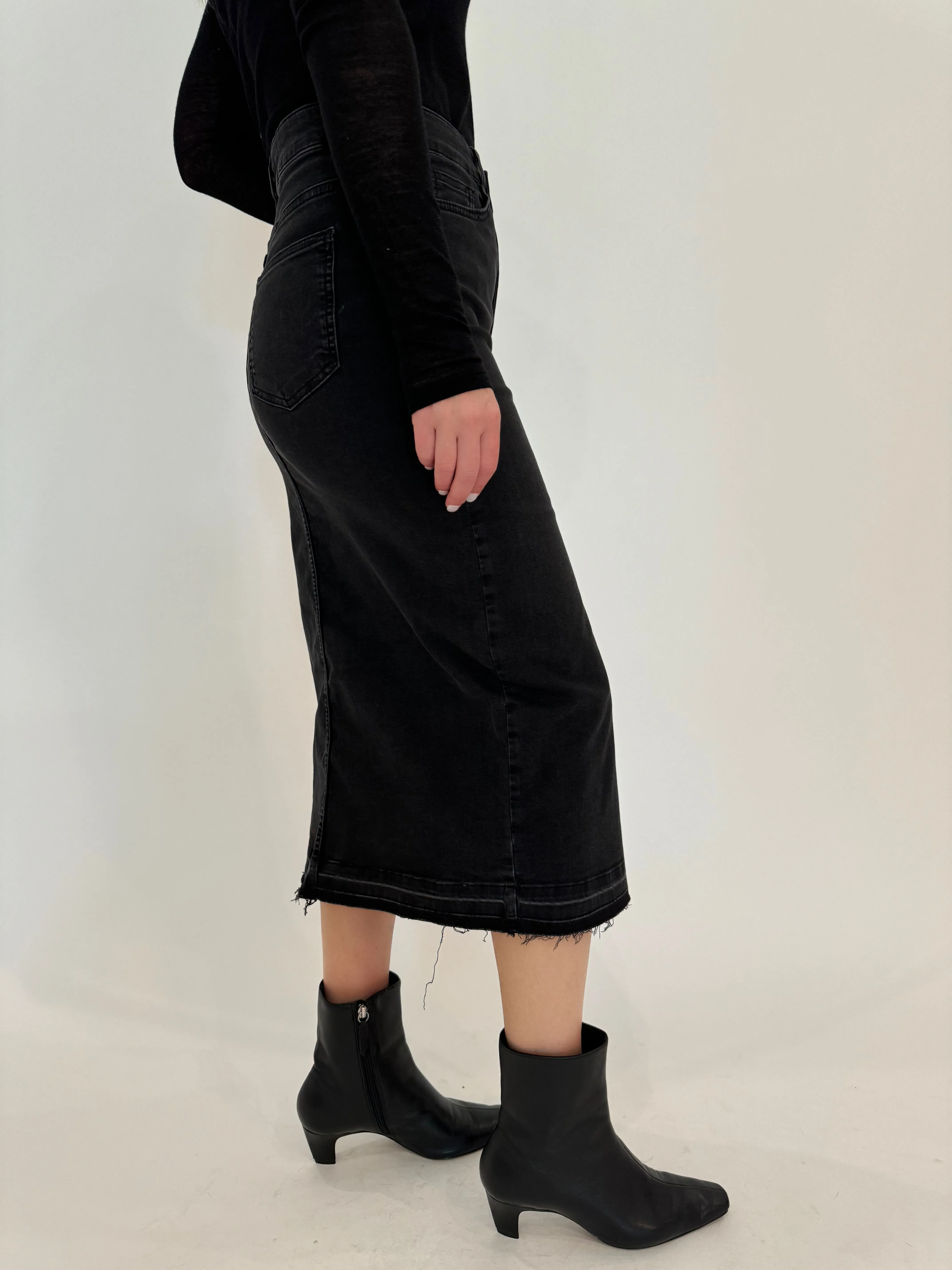 Geneva Jean Skirt With Front Slit
