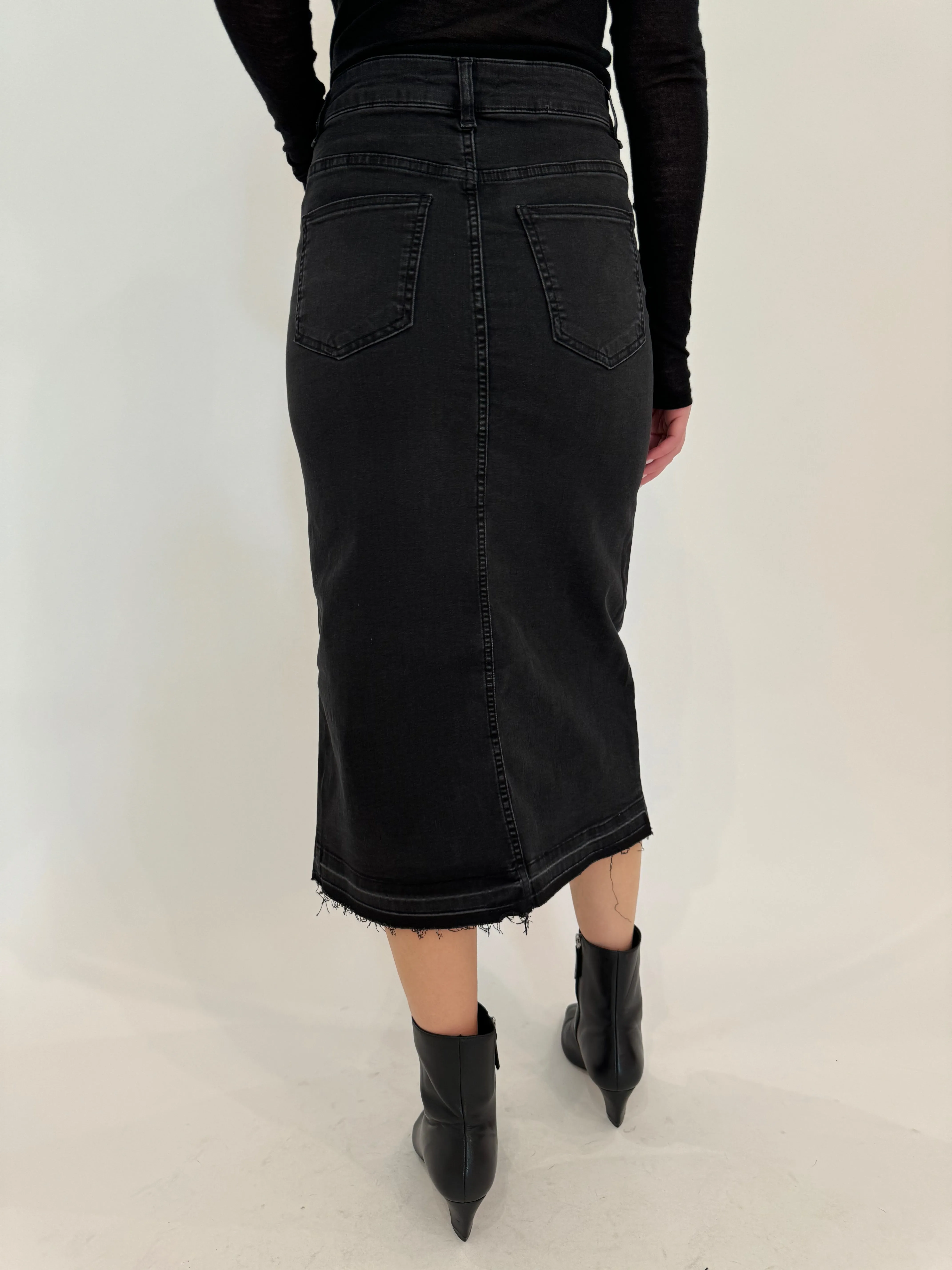 Geneva Jean Skirt With Front Slit