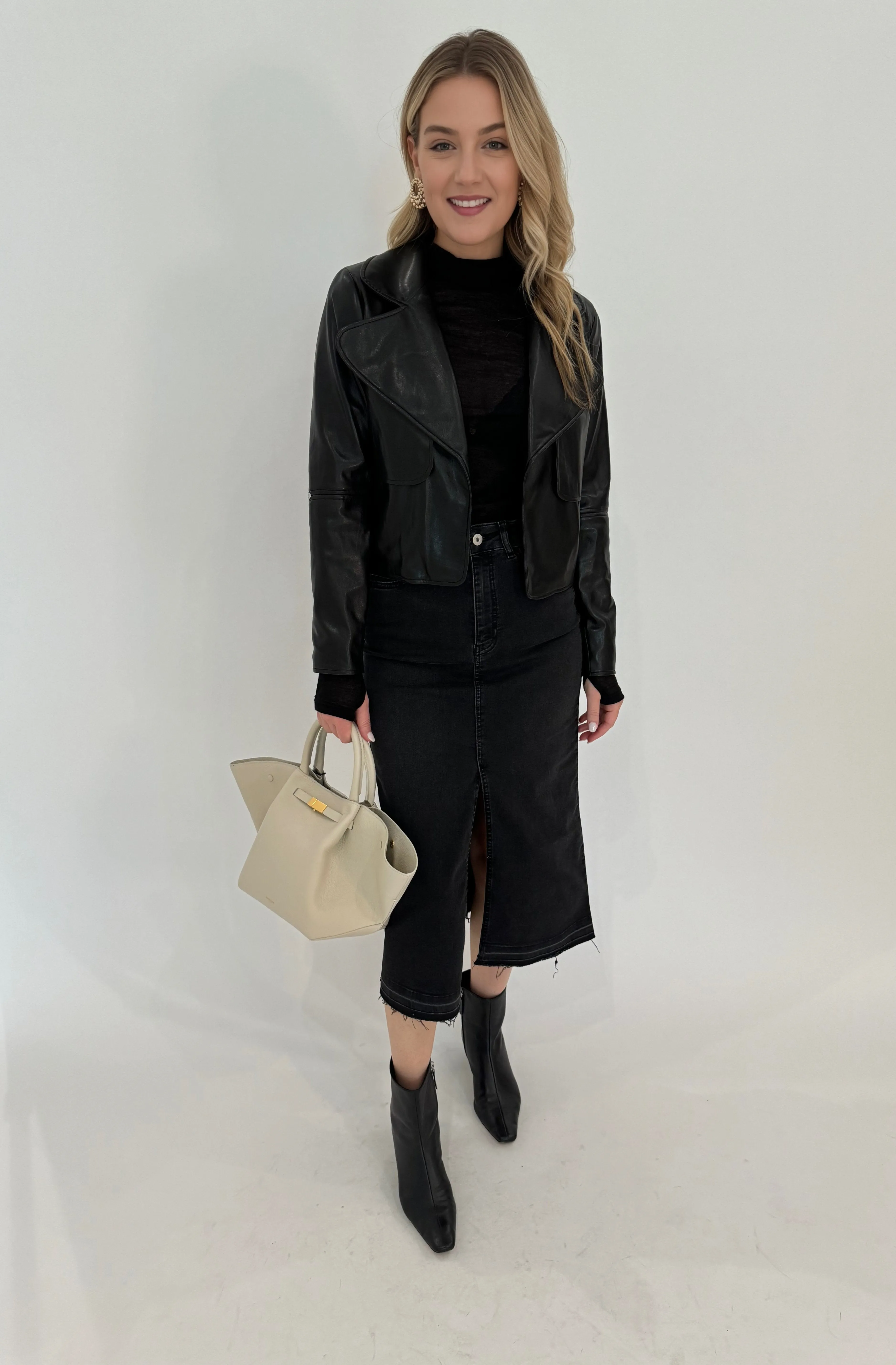 Geneva Jean Skirt With Front Slit