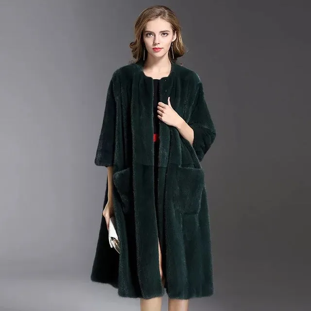 Genuine Mink Wide Waist Fur Coat