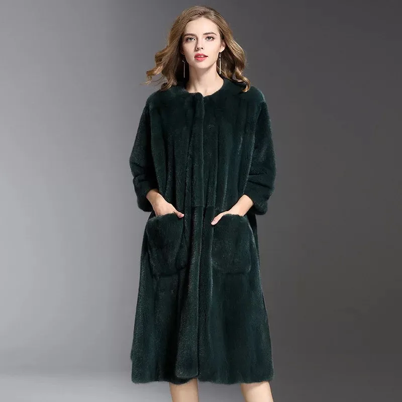 Genuine Mink Wide Waist Fur Coat