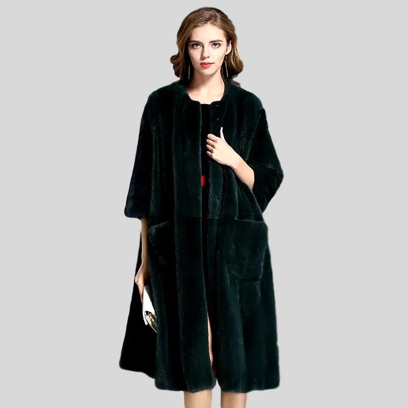 Genuine Mink Wide Waist Fur Coat