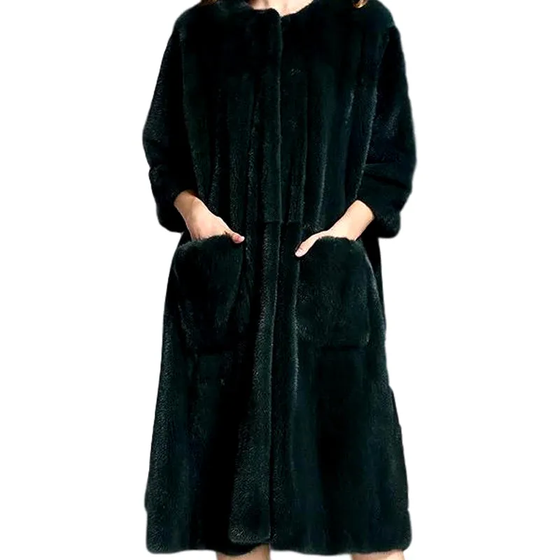 Genuine Mink Wide Waist Fur Coat