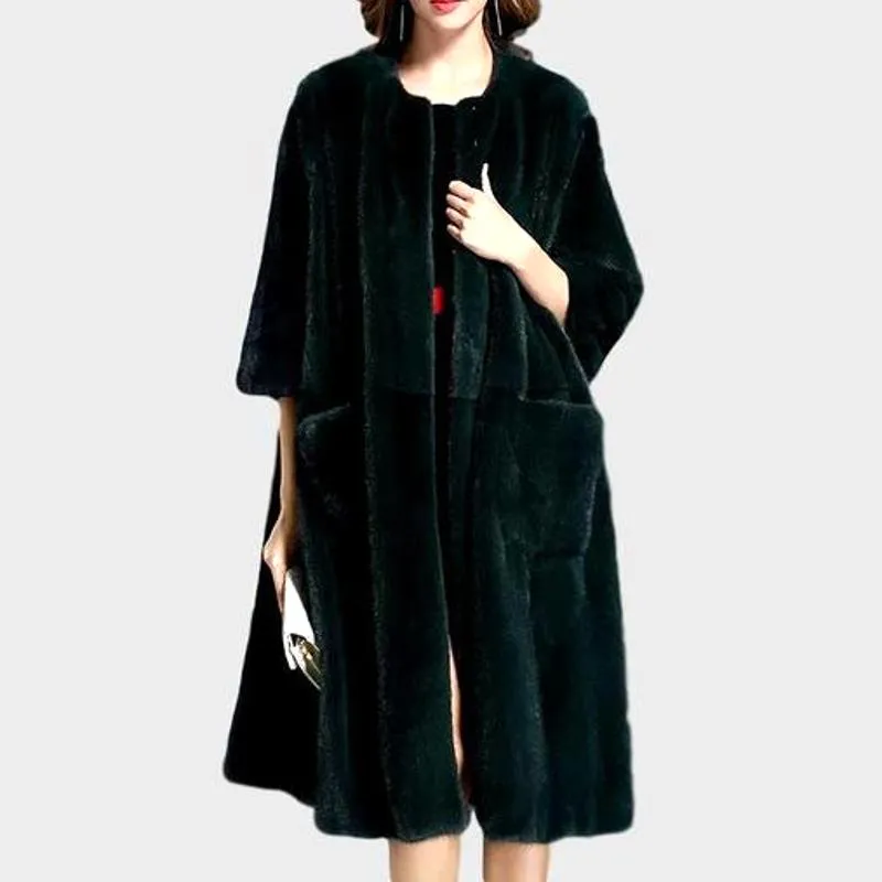 Genuine Mink Wide Waist Fur Coat