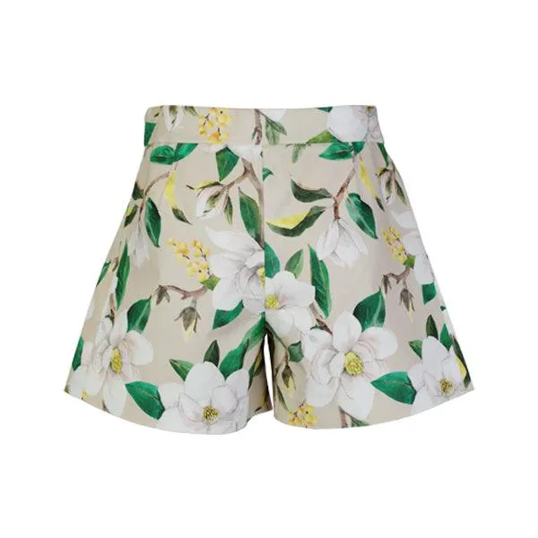 GIRLS BEIGE FLORAL SKORT SET
