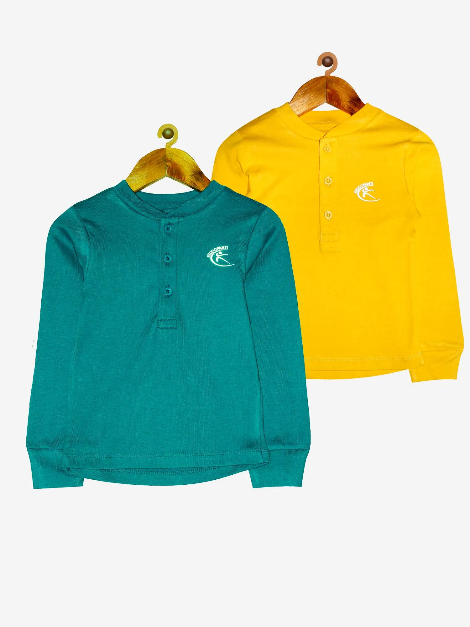 Girls Full Sleeve Henley Neck Cotton Rib T-Shirt -Pack of 2