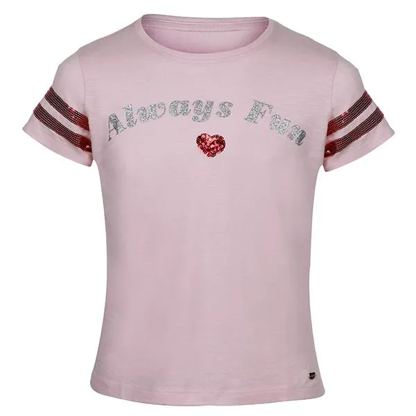 GIRLS T-SHIRT WITH GRAPHIC LETTERING - PINK