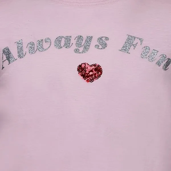 GIRLS T-SHIRT WITH GRAPHIC LETTERING - PINK