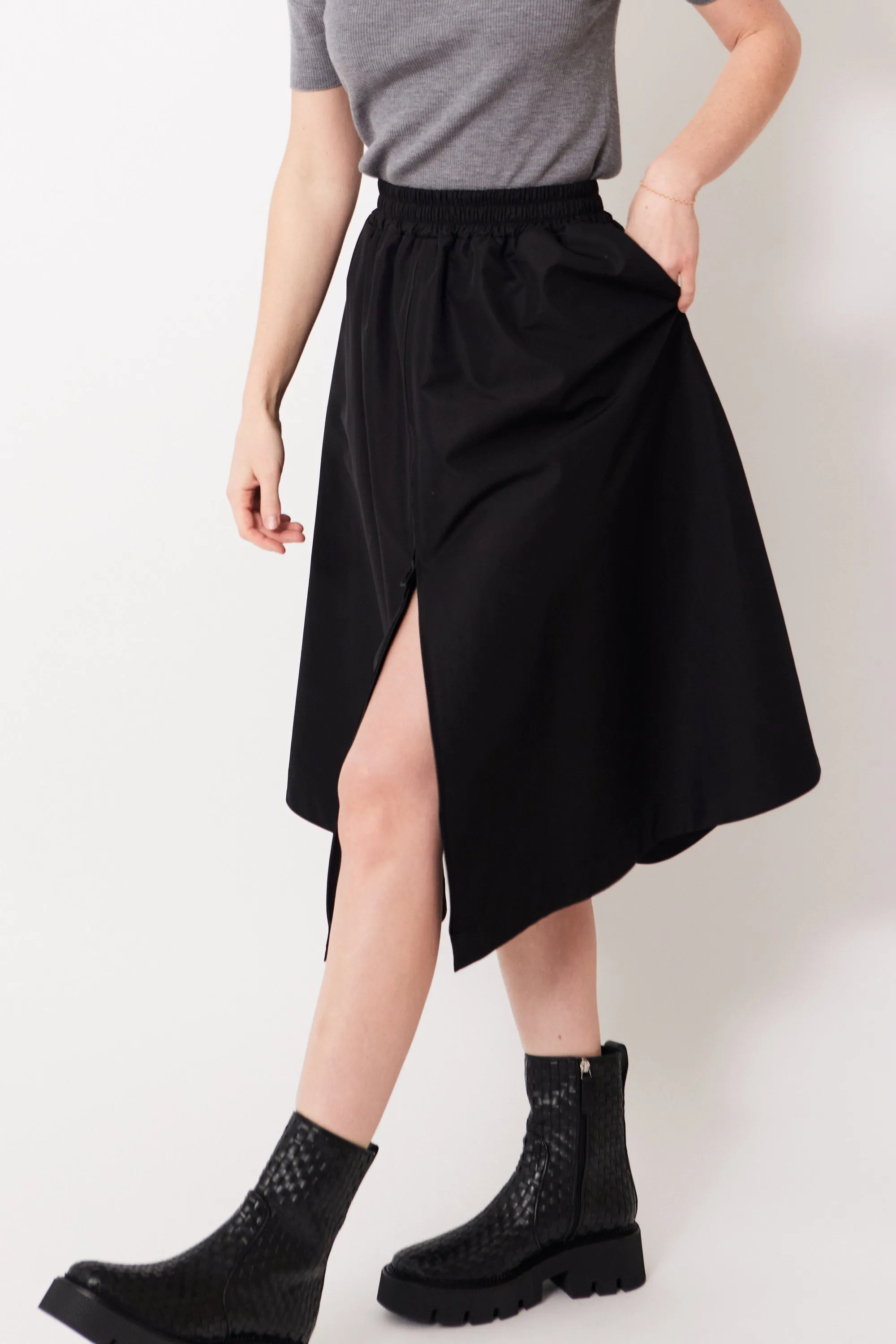 Golden Goose Zip Front Circle Skirt In Tech Nylon
