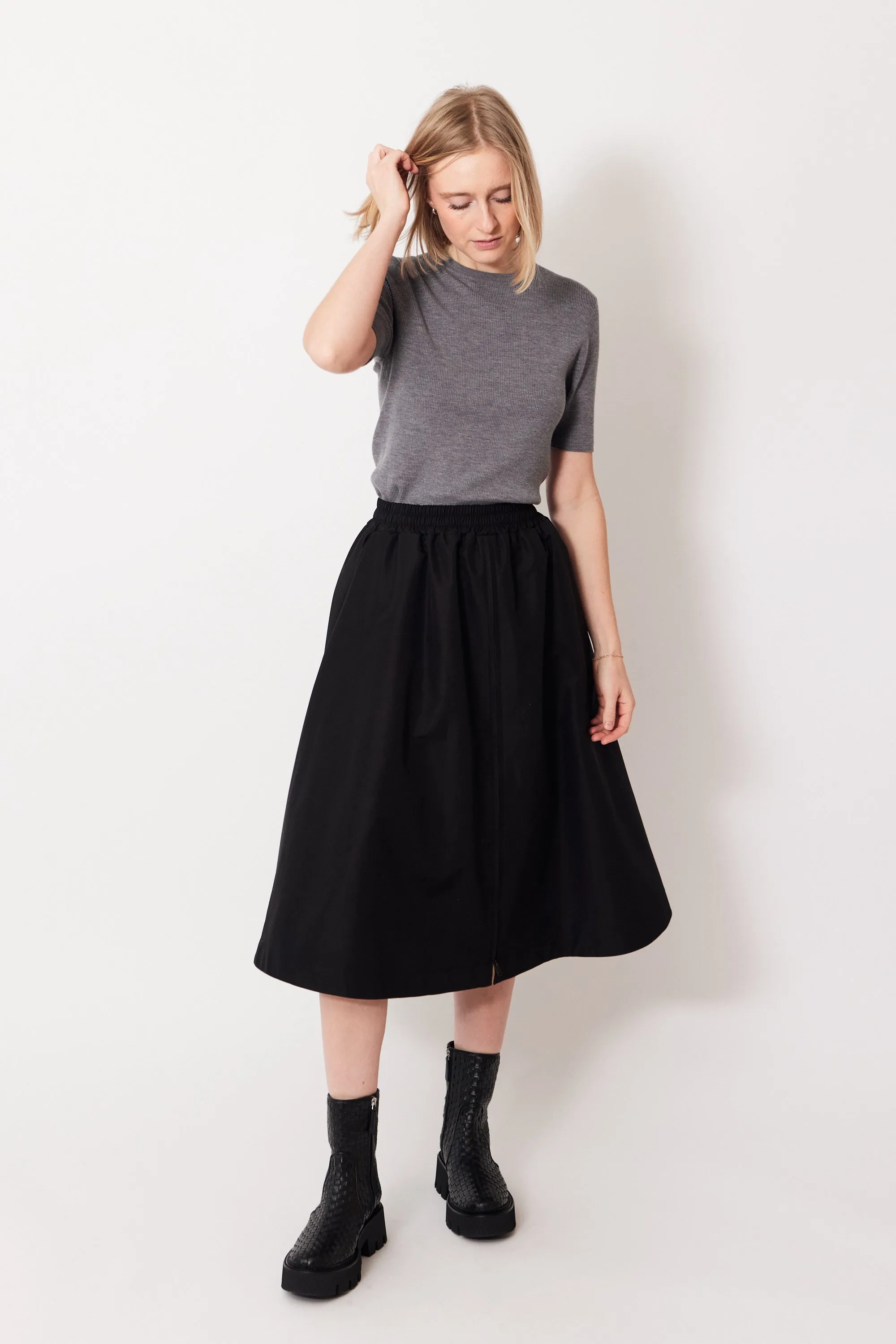 Golden Goose Zip Front Circle Skirt In Tech Nylon