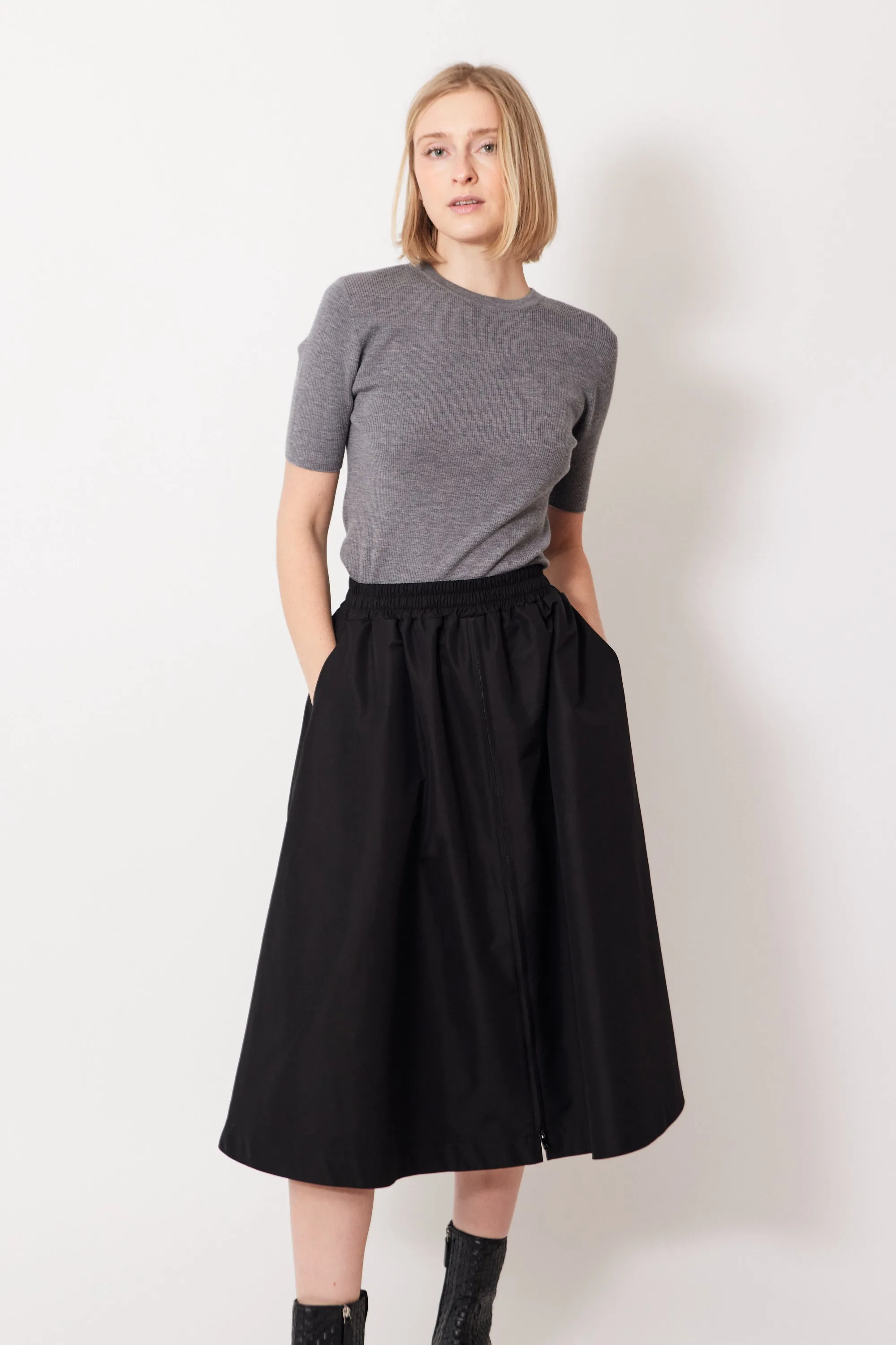 Golden Goose Zip Front Circle Skirt In Tech Nylon