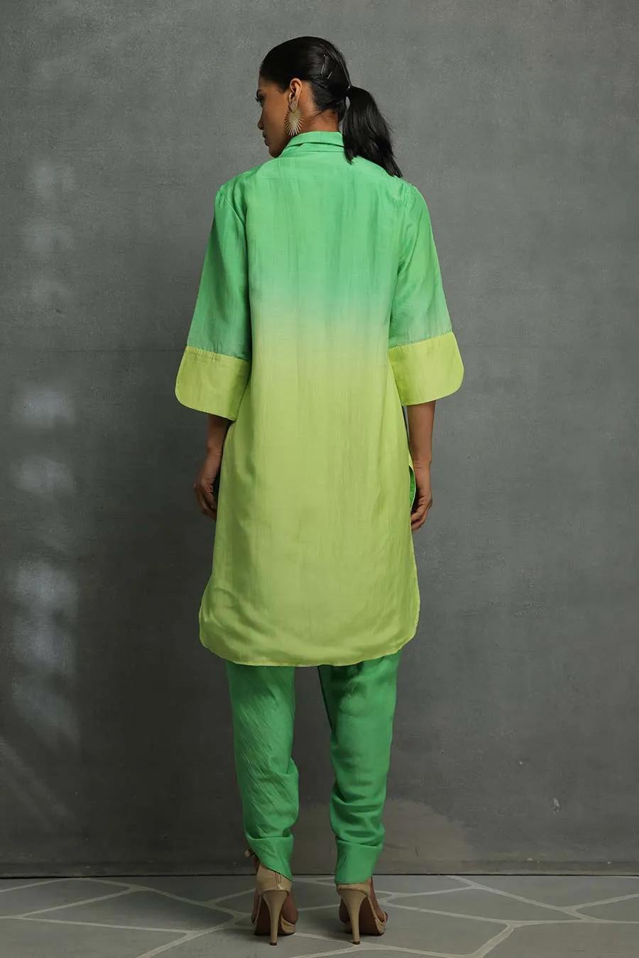 Green Ombre Embellished Tunic & Pant Set