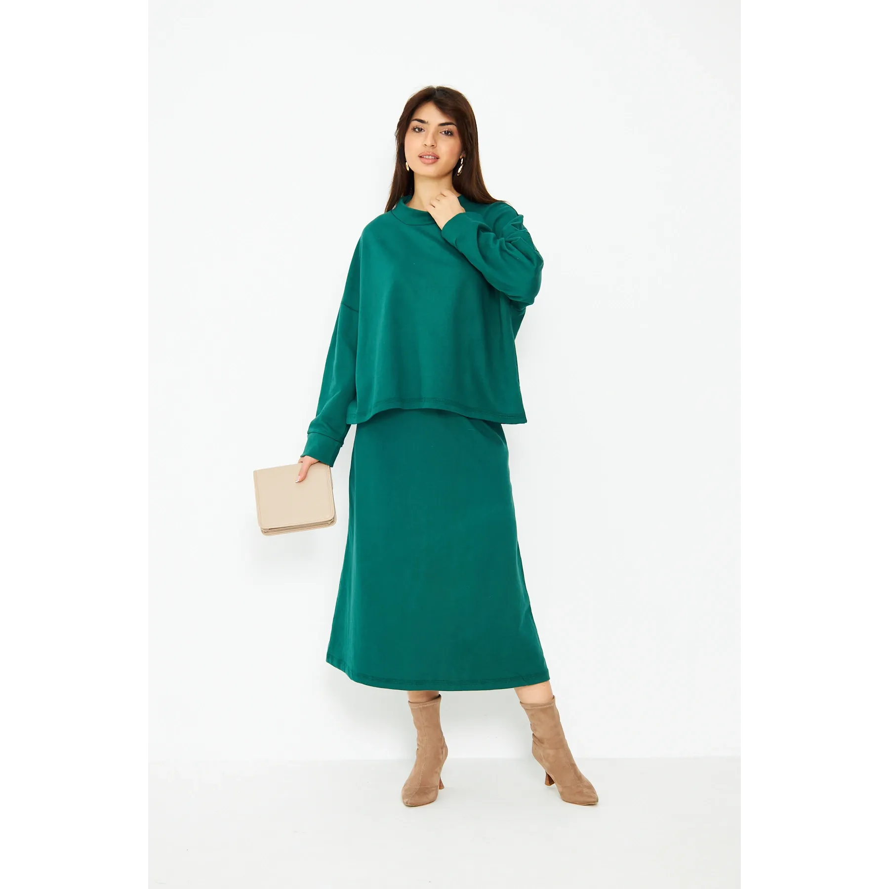 Green Skirt and Top Matching Set