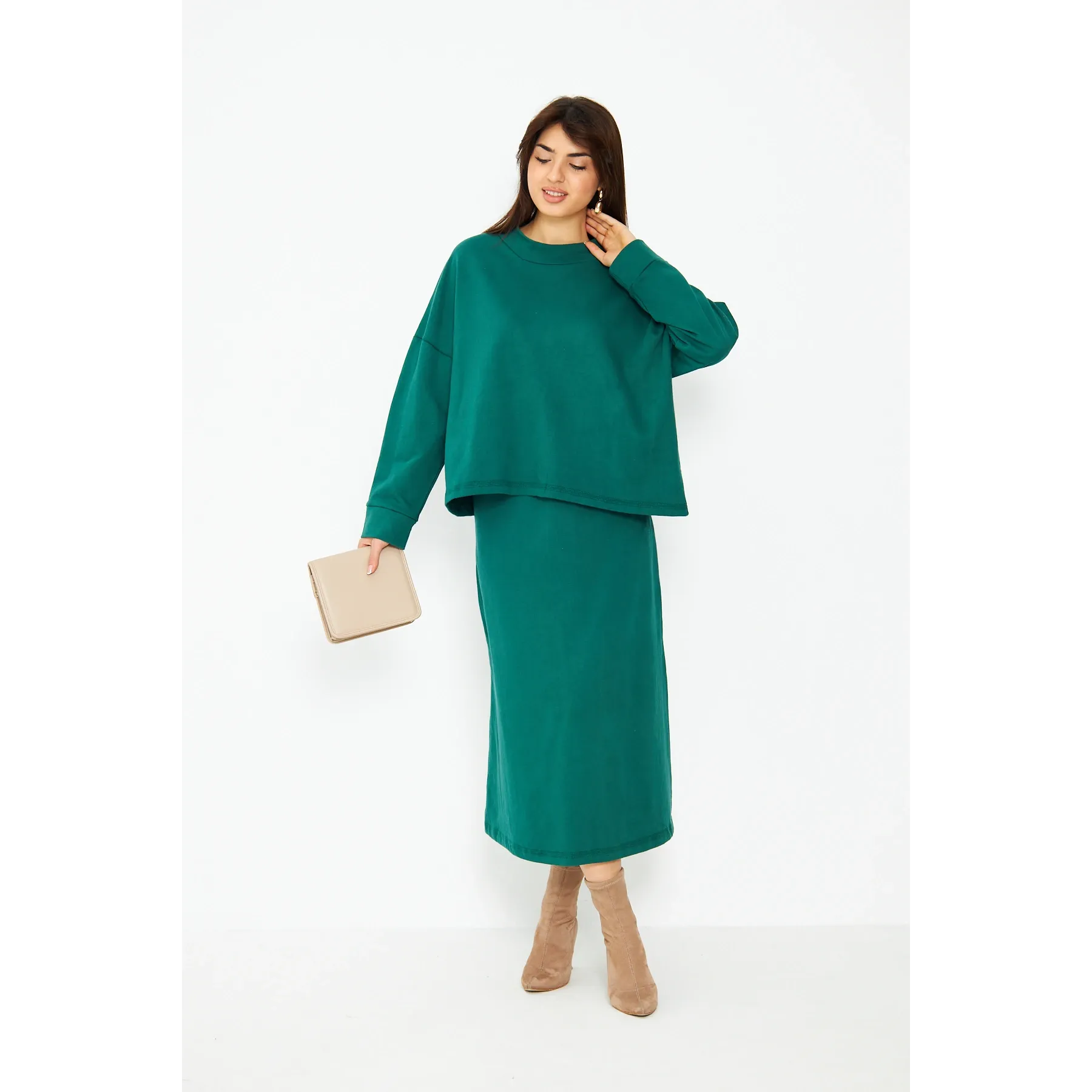 Green Skirt and Top Matching Set