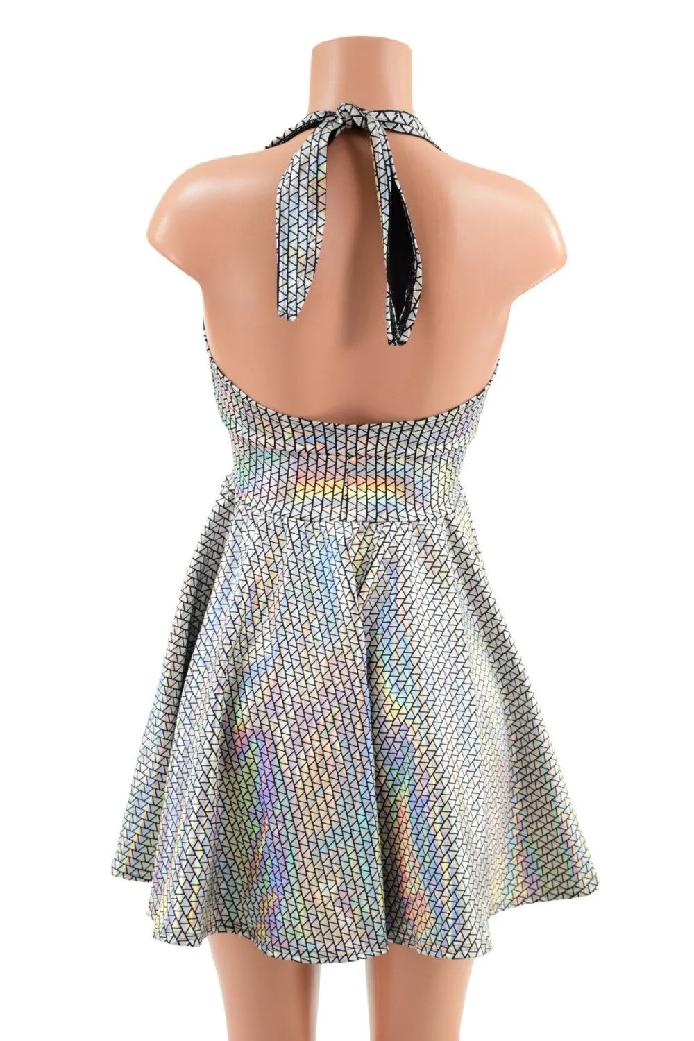 Halter Skater Dress in Prism Holographic