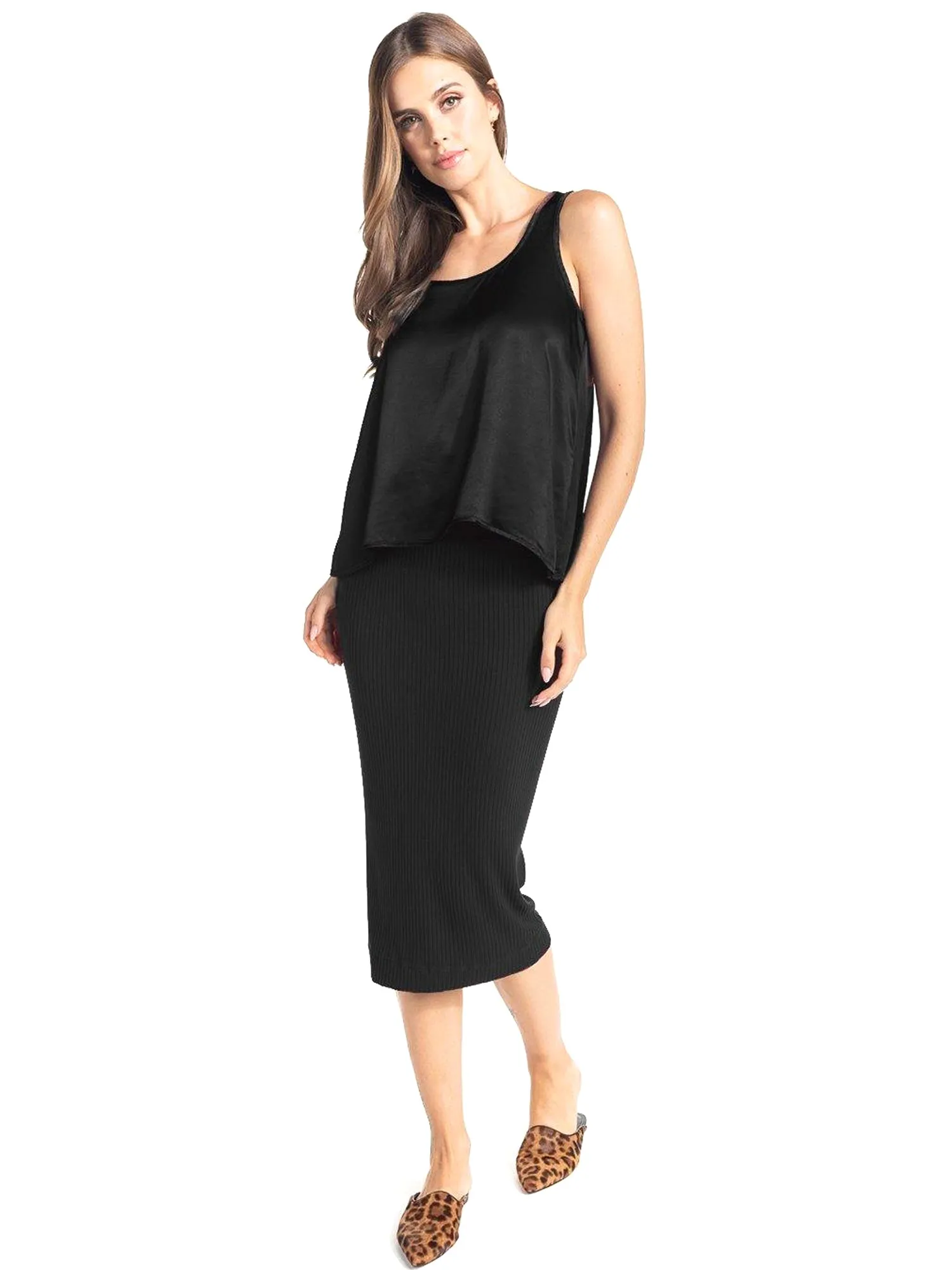 Hard Tail Easy Fit Column Midi Skirt 5X3-09