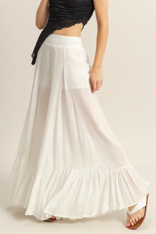 High-Waist Ruffle Flared Wide Leg Pants