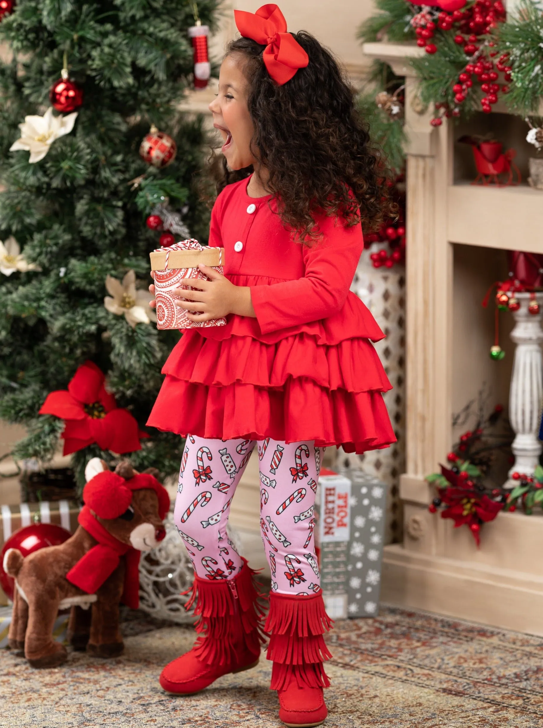 Holiday Treats Tiered Ruffled Tunic Legging Set