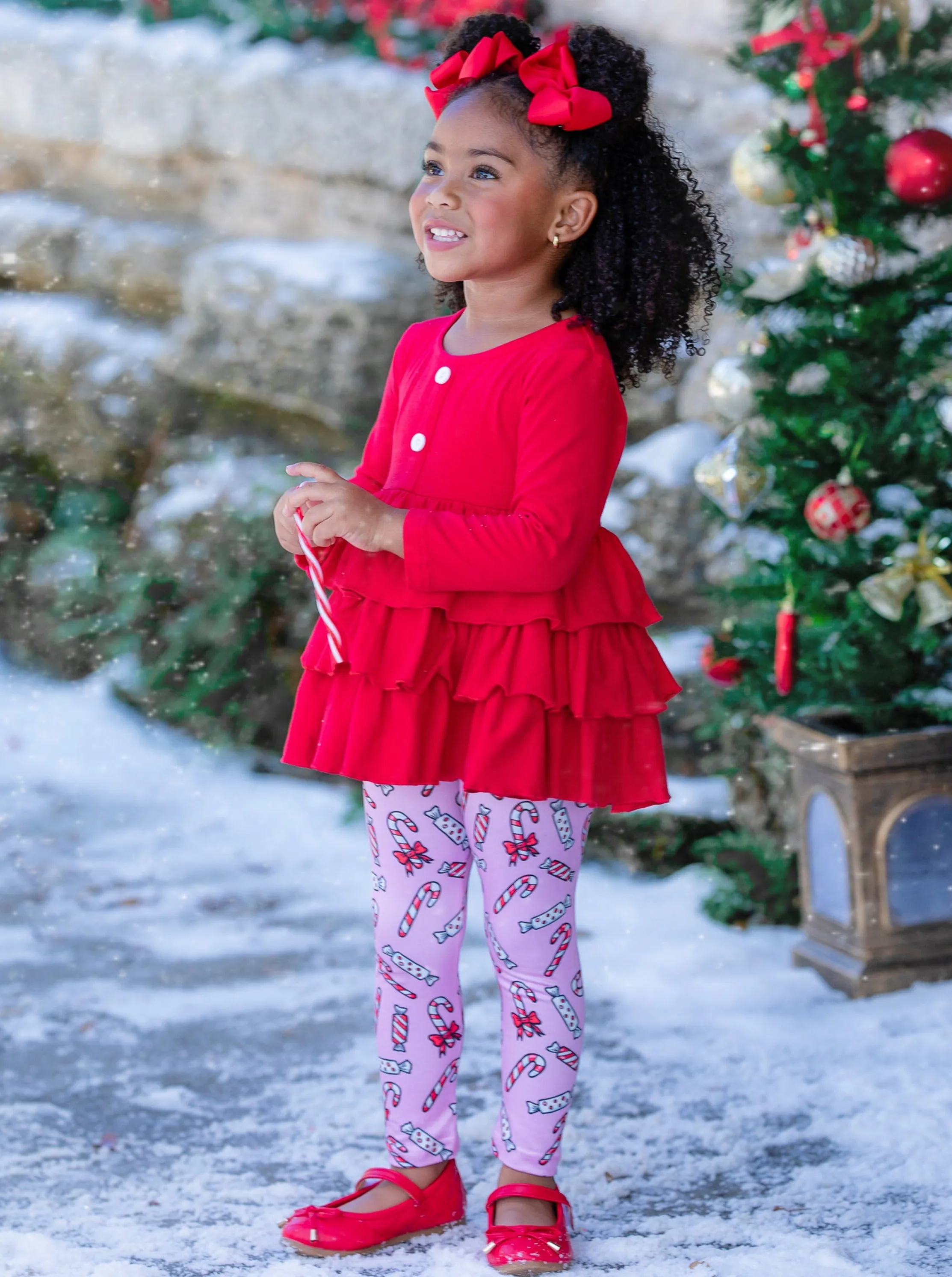 Holiday Treats Tiered Ruffled Tunic Legging Set