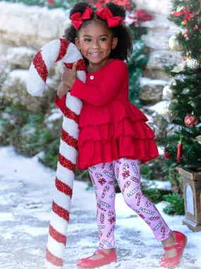 Holiday Treats Tiered Ruffled Tunic Legging Set