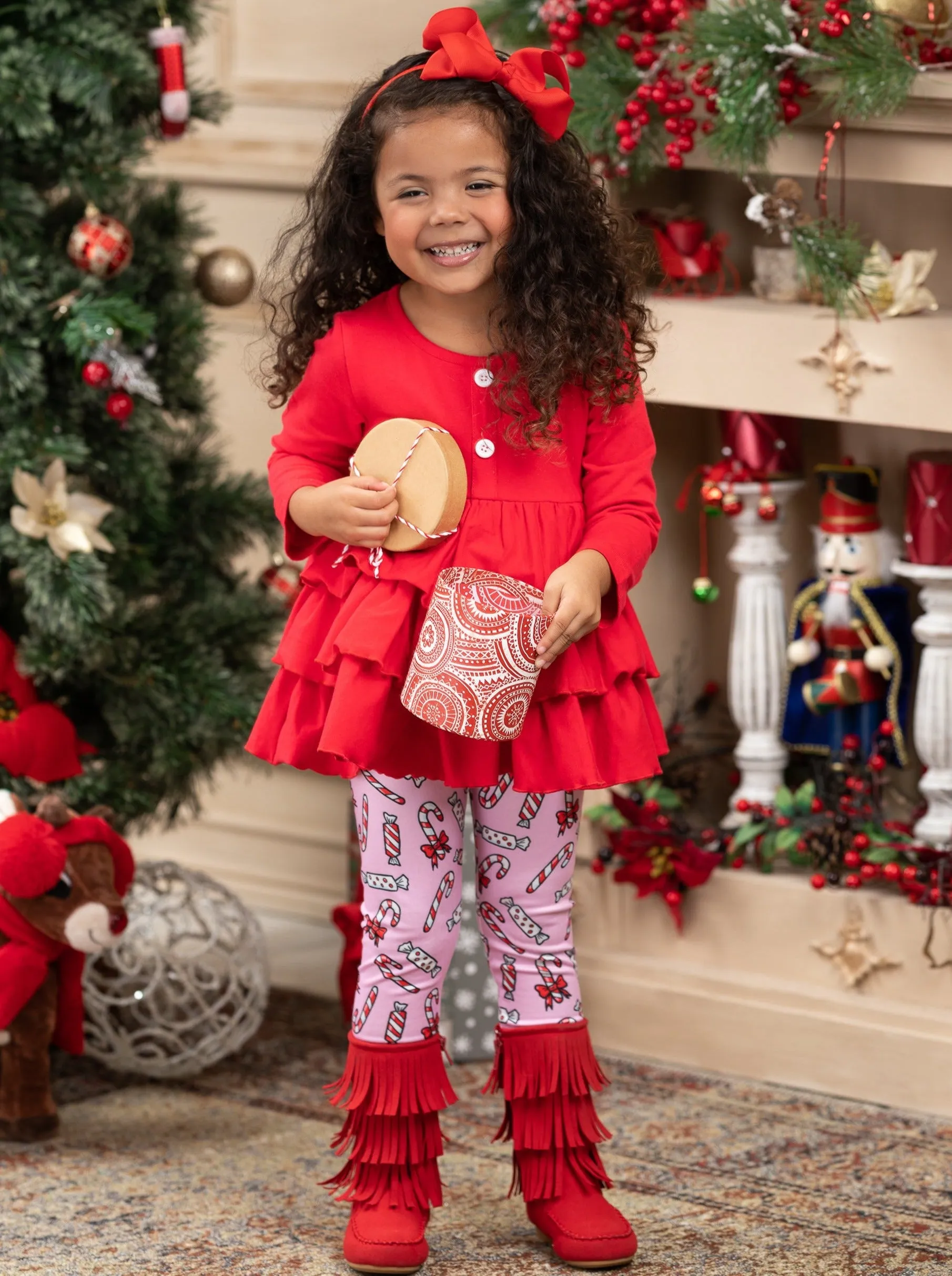 Holiday Treats Tiered Ruffled Tunic Legging Set