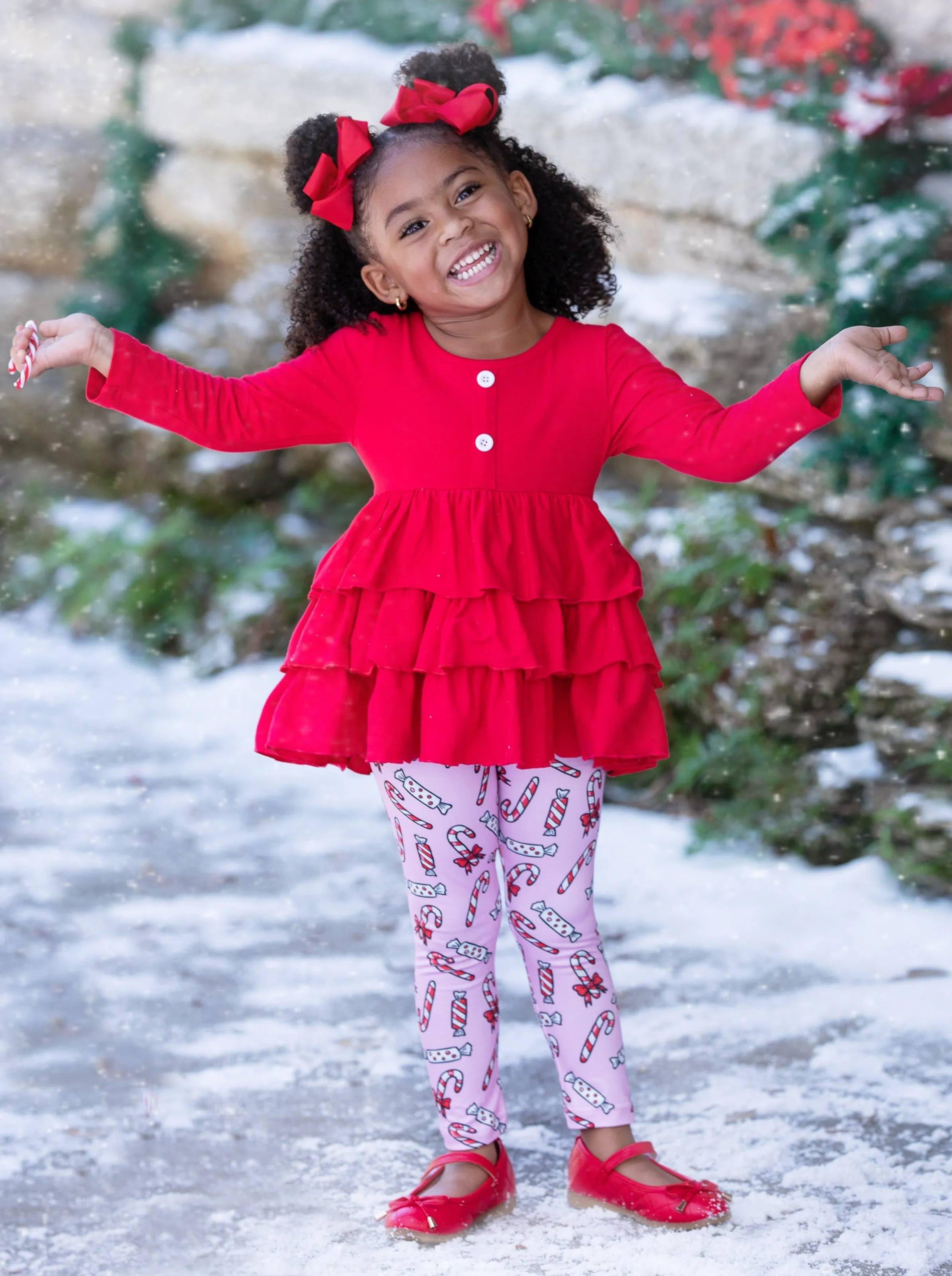 Holiday Treats Tiered Ruffled Tunic Legging Set