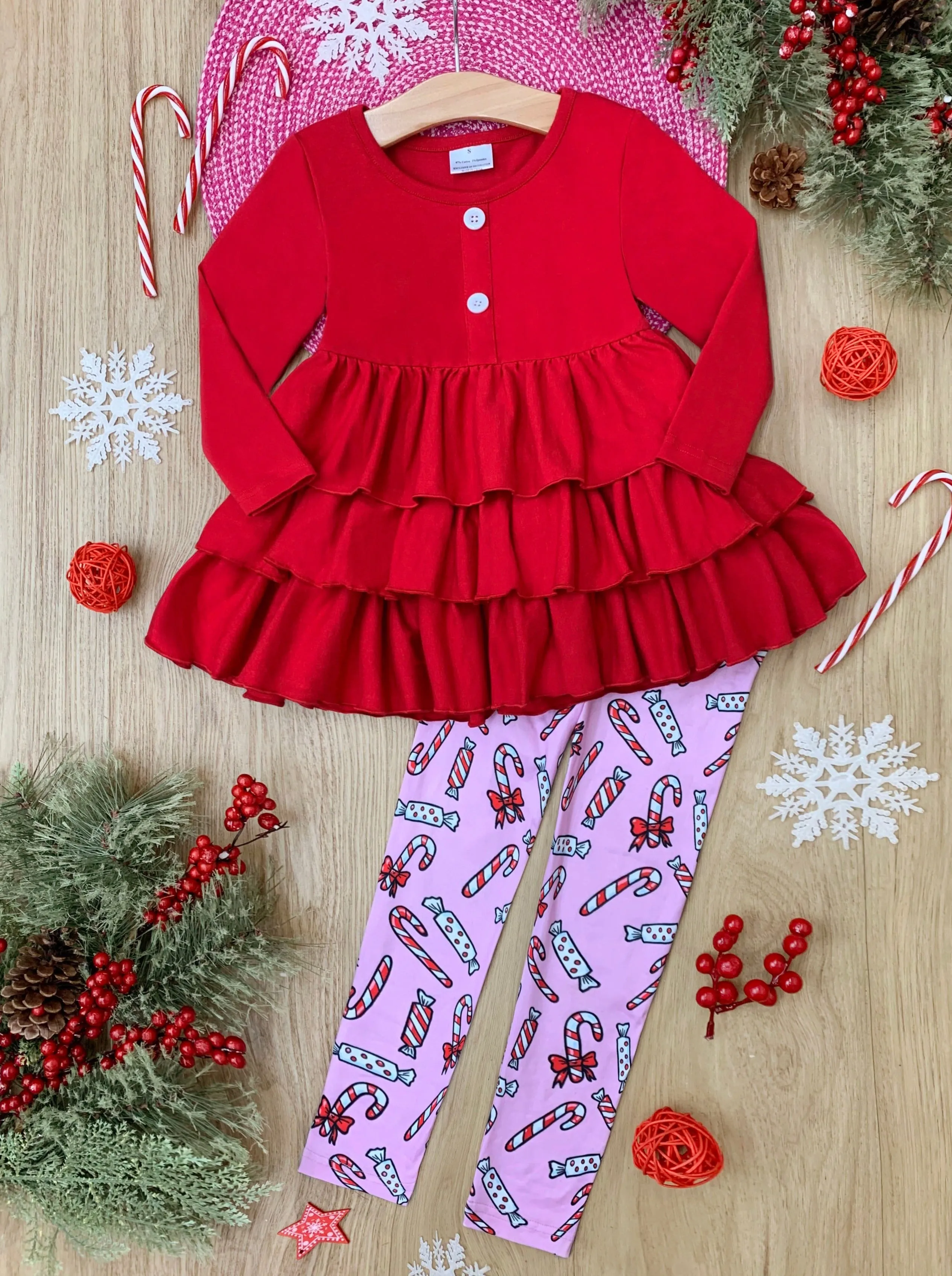 Holiday Treats Tiered Ruffled Tunic Legging Set