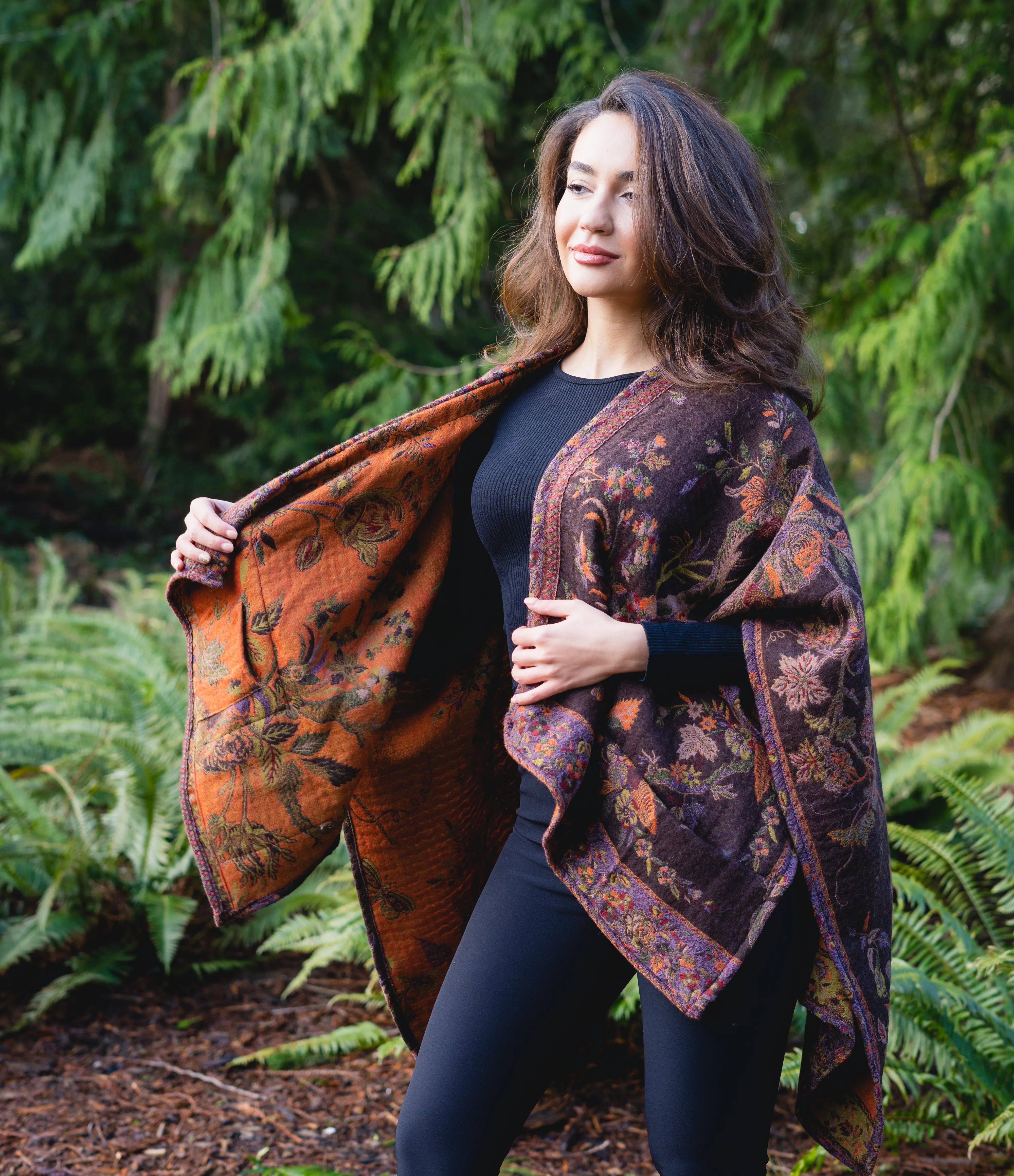 In Style Regular Poncho in Copper Brown color   Free Bag