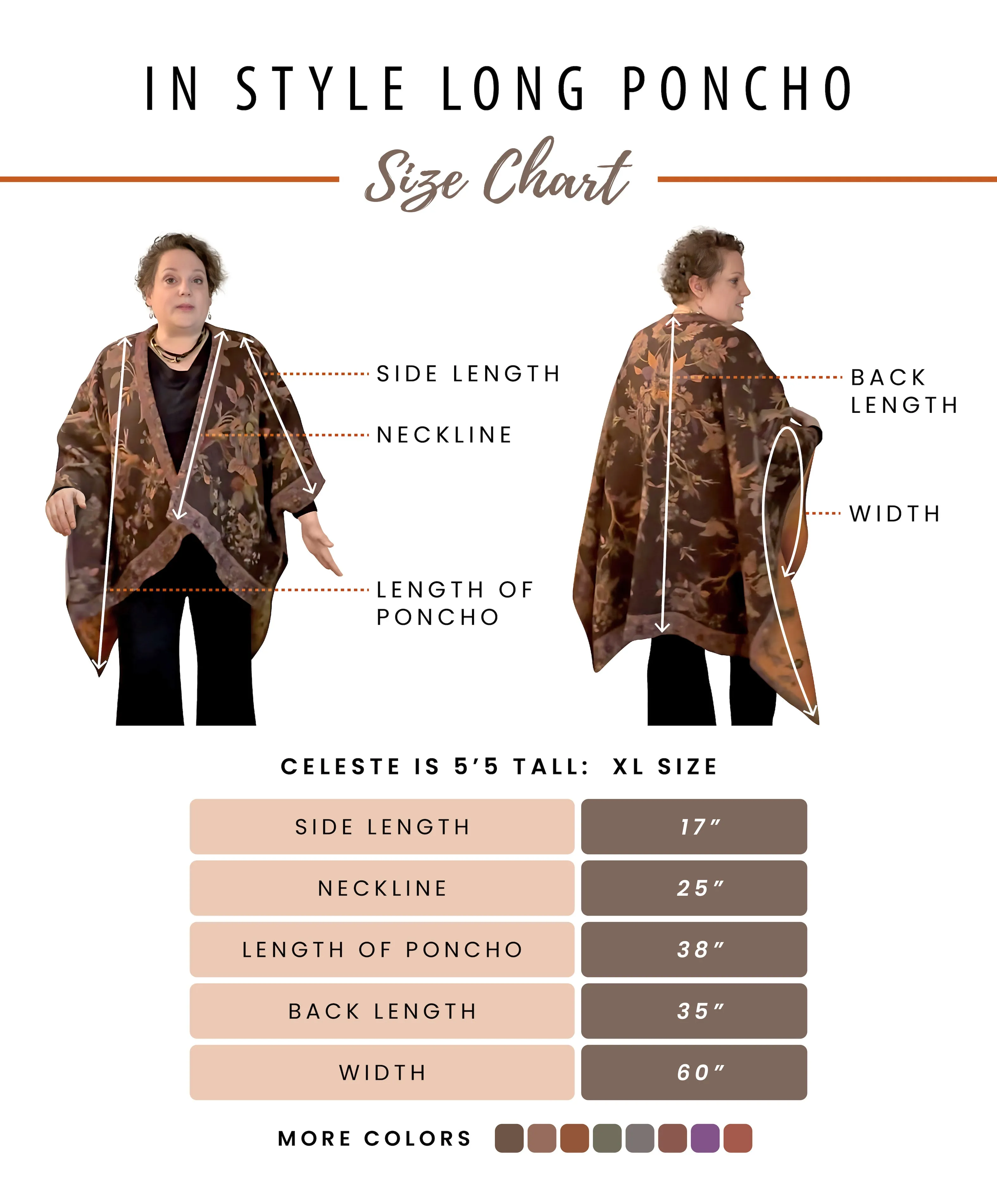 In Style Regular Poncho in Copper Brown color   Free Bag