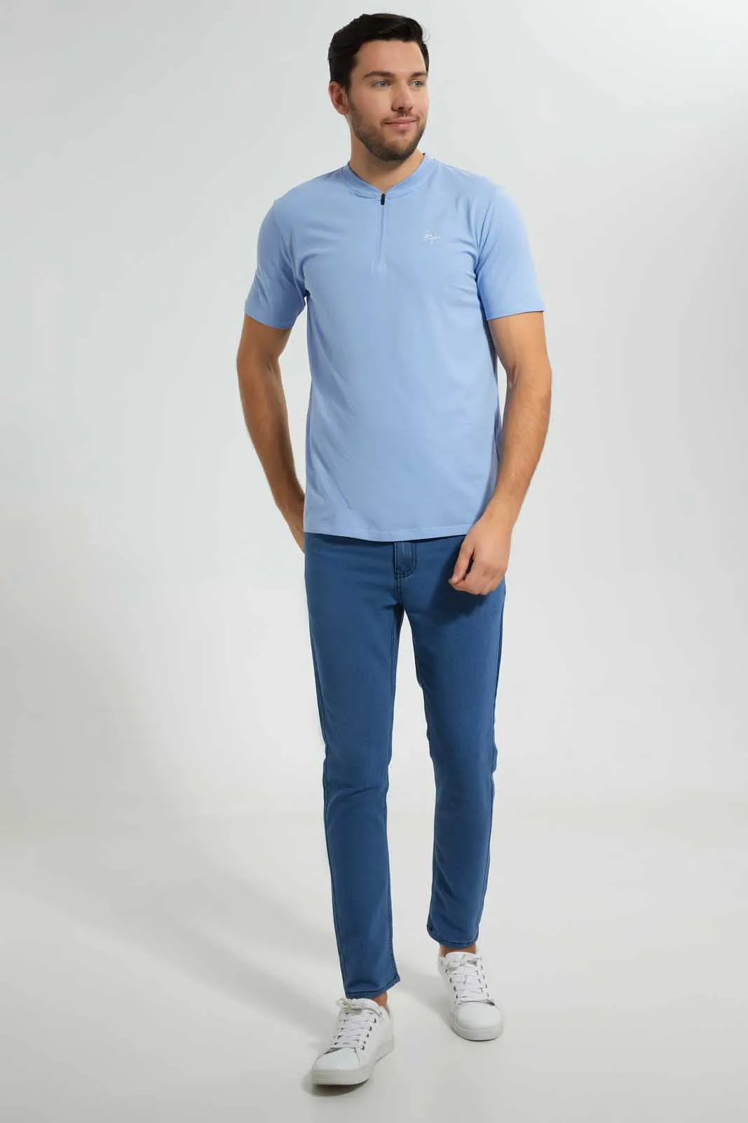 Indigo Stand Polo Shirt