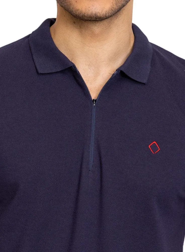 Indigo Zipper Polo