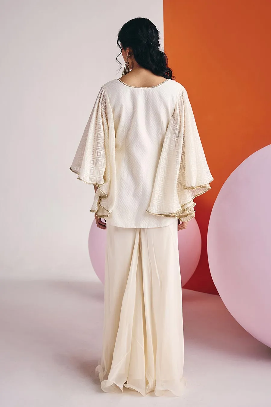 Ivory Jacquard Embroidered Jacket & Pant Set