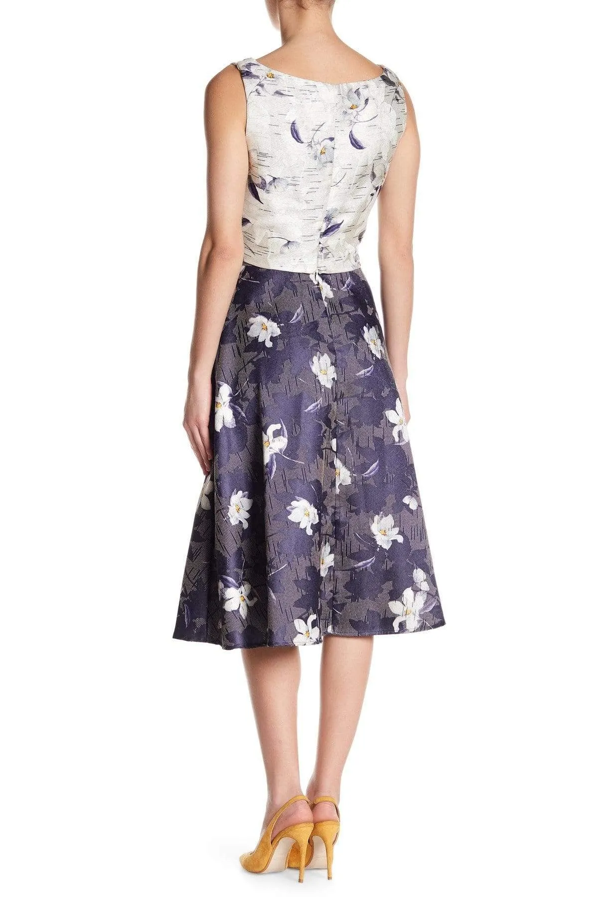 Jacquard Floral Top and Skirt Set