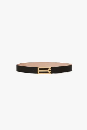 Jumbo Frame Belt In Black Grained Leather