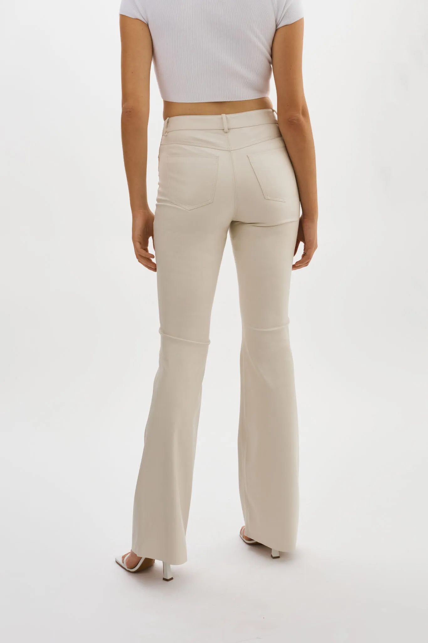 KAIDA |Faux Leather Flare Pants