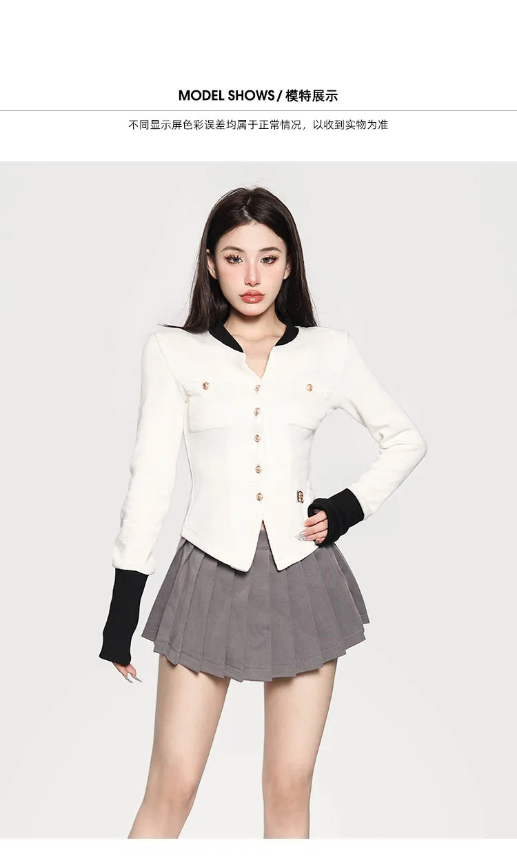 Labelle White Long Sleeve Button Up Slim Coat Top