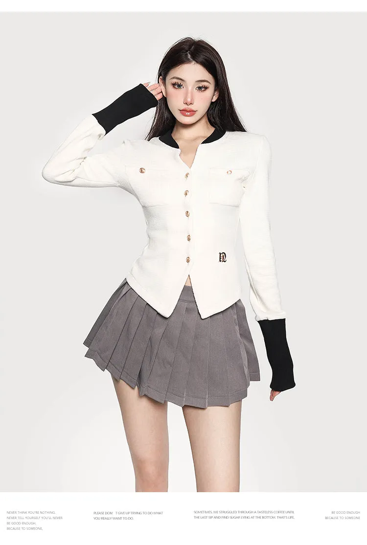 Labelle White Long Sleeve Button Up Slim Coat Top