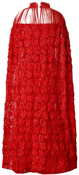Lace & Mesh Gown with Cape