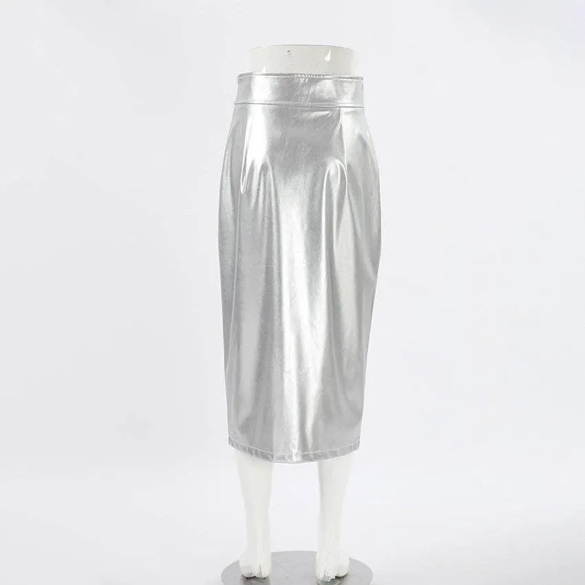 Ladies Split Leather Midi Skirt BSQ3632