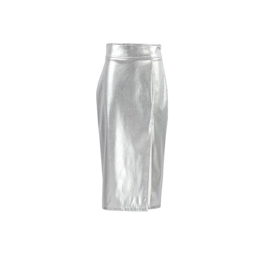 Ladies Split Leather Midi Skirt BSQ3632