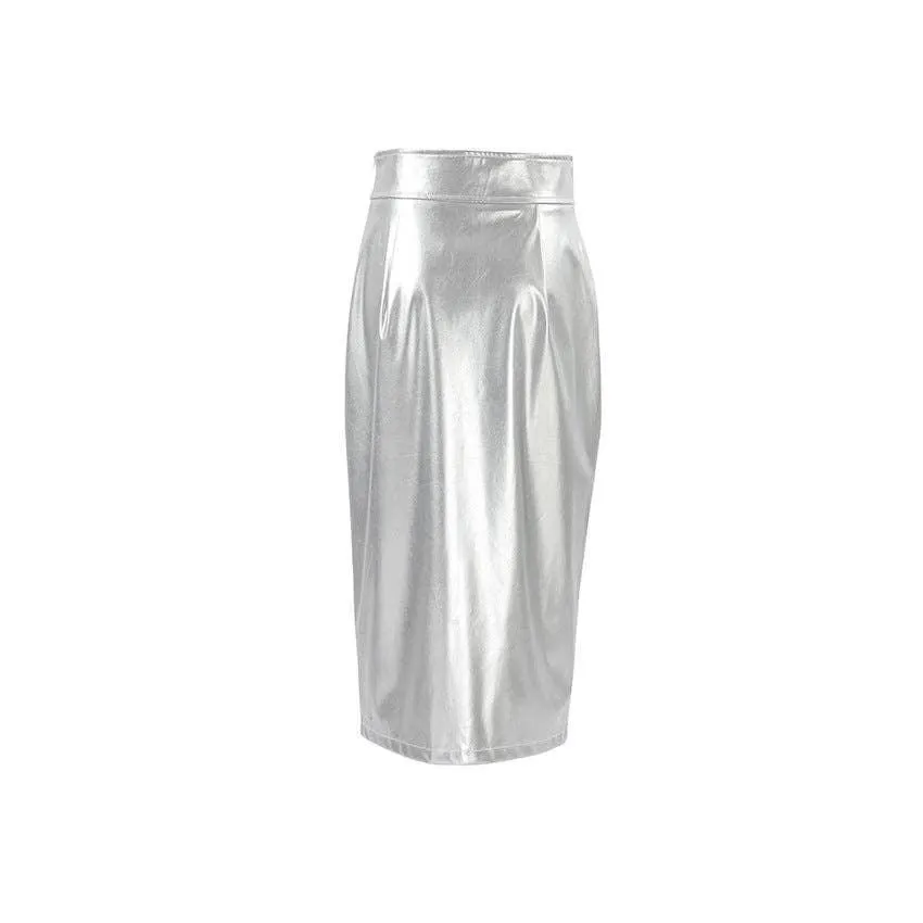 Ladies Split Leather Midi Skirt BSQ3632