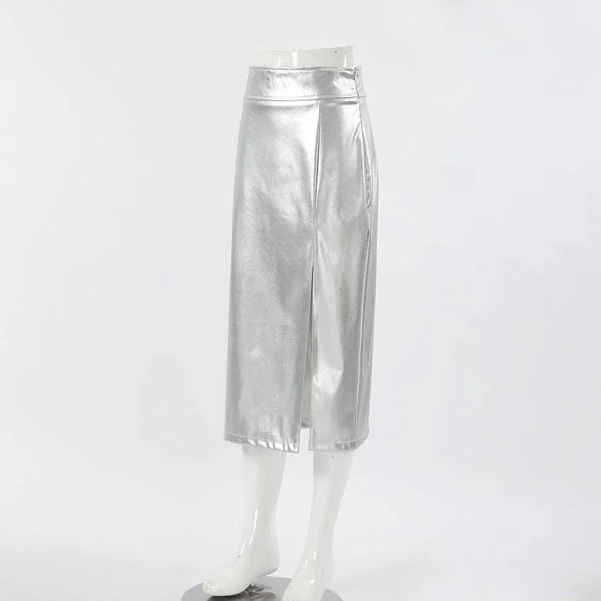Ladies Split Leather Midi Skirt BSQ3632