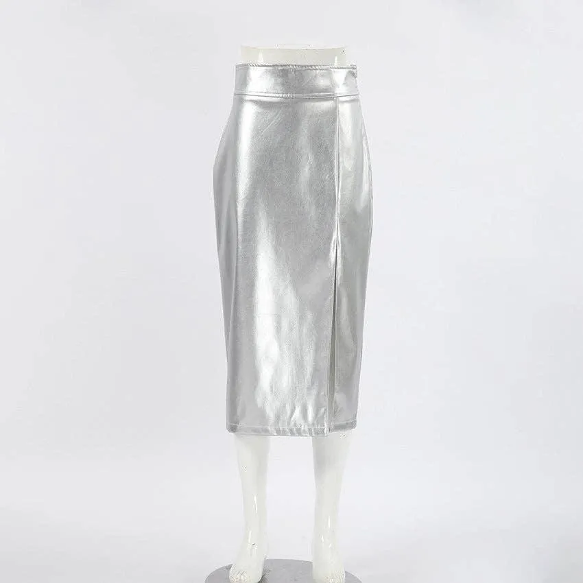 Ladies Split Leather Midi Skirt BSQ3632