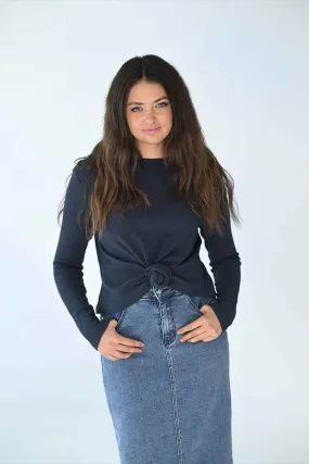 Latitude Navy Knotted Waffle Tee LA202N