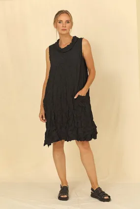 Leida Black Crinkle Tunic Dress