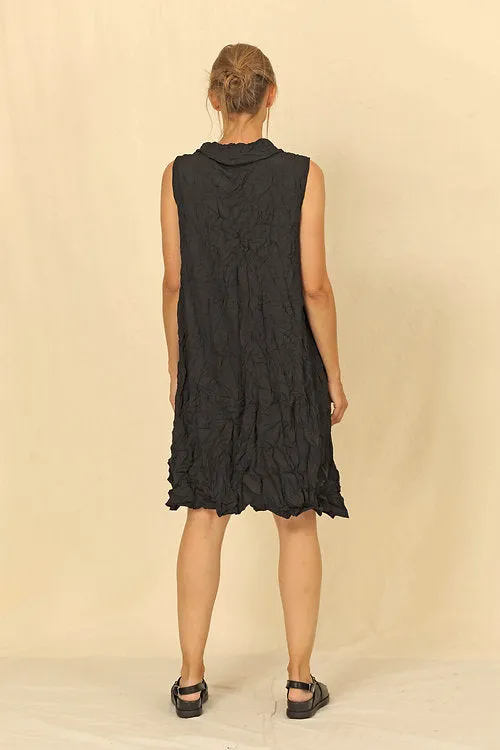 Leida Black Crinkle Tunic Dress