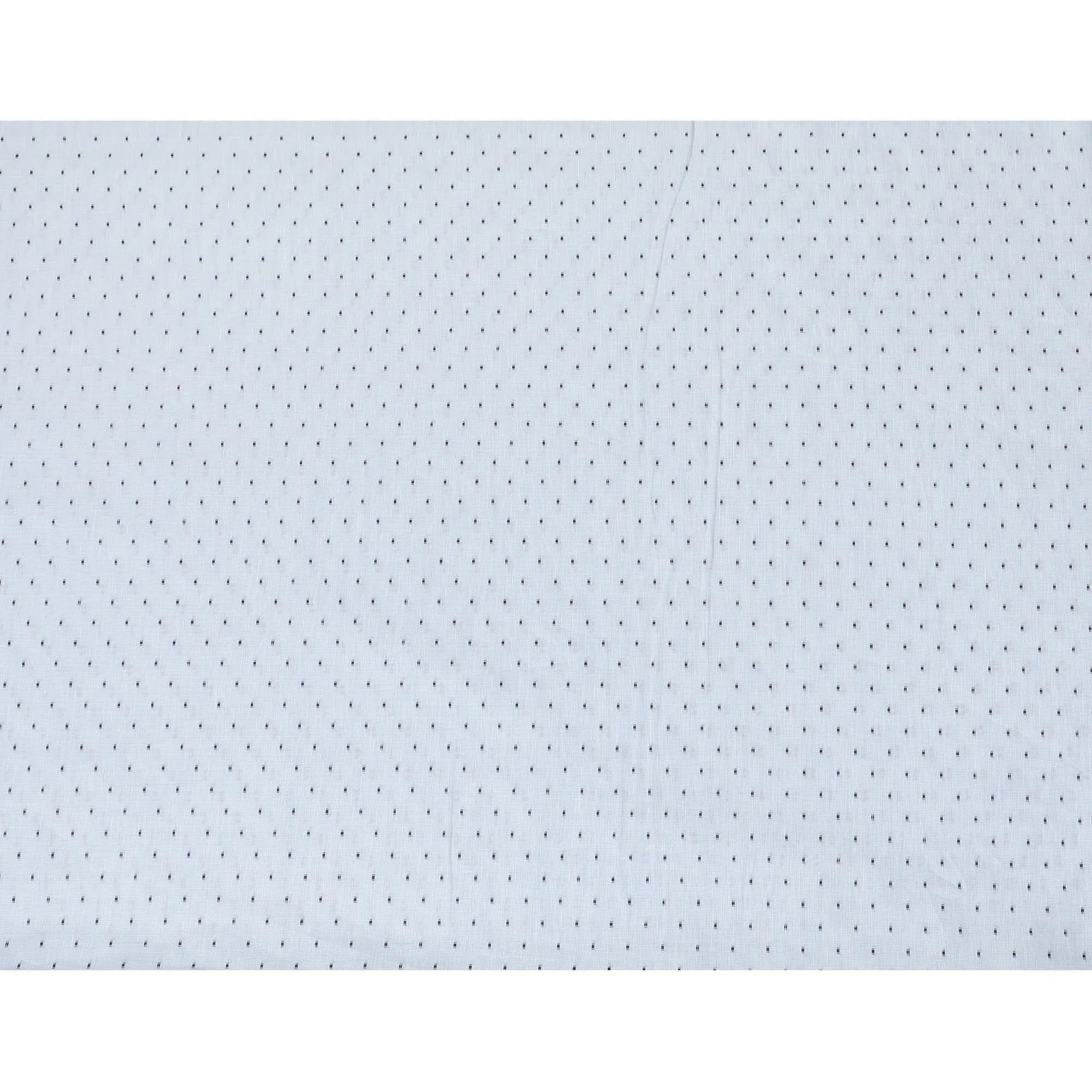 Light sky blue 100% cotton linen shirting fabric with navy blue jacquard in dot design-D7286